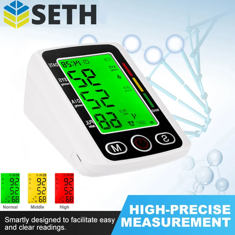 Digital Arm Blood Pressure Test Kit Cuff Sensor Monitor BP Automatic Pressure Tonometer Tensiometer Heart Rate Pulse Meter