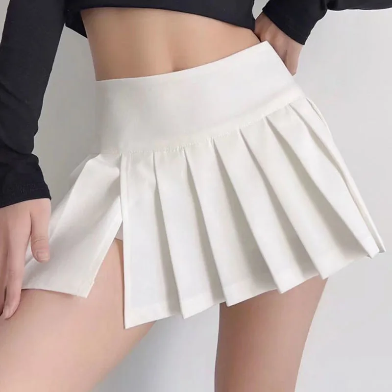 Gidyq Sommer Frauen Falten röcke Vintage hohe Taille weibliche sexy Miniröcke koreanische lässig alle passen Streetwear Schlitz Rock neu – Detail 38