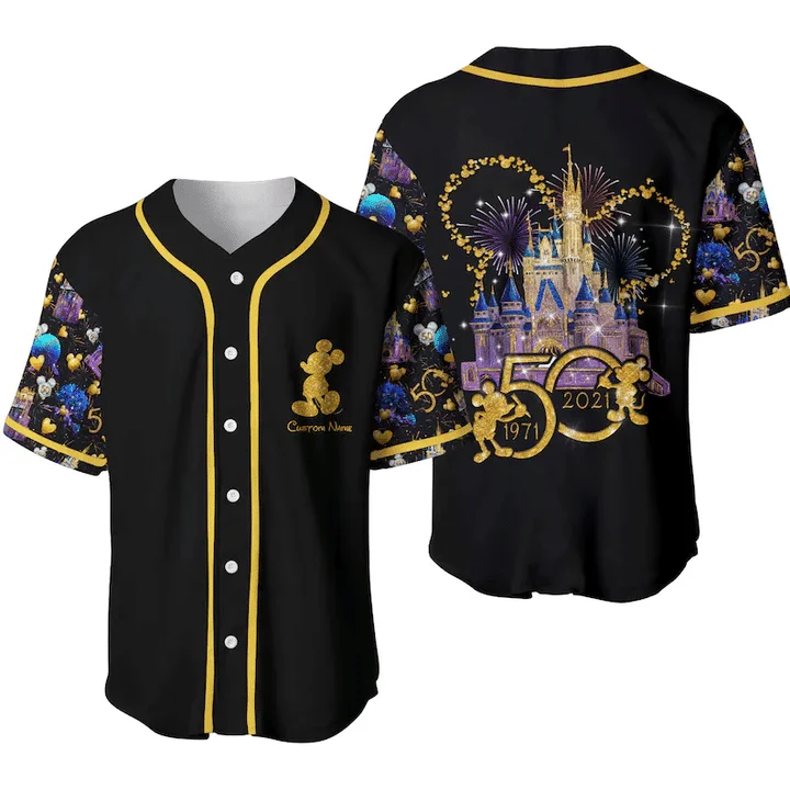 

Mickey Mouse Disneyland 50th Anniversary Walt Disney World 3D Baseball Jersey Disney Baseball Jersey Fashion Casual Shirt