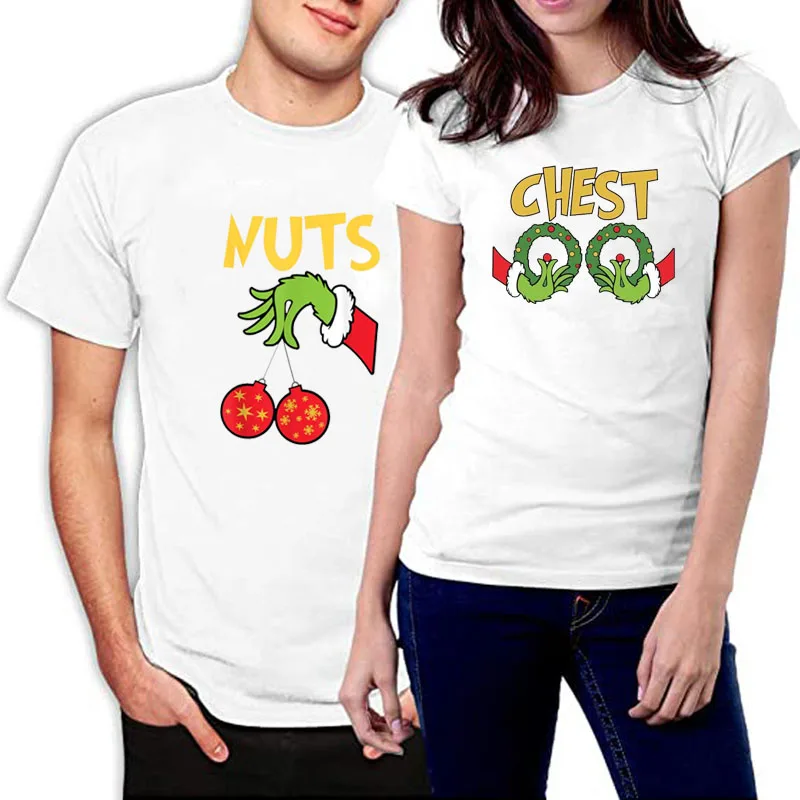 Chest Nuts Matching Chestnuts Funny Christmas Couples Nuts T-Shirt Gifts Xmas Costume Pajama Outfit Husband Wife Saying Tee Tops