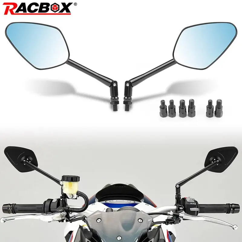 

1 Pair Motorcycle Rear View Mirrors High Quality Black Aluminum Alloy Blue Mirror for For Honda Valkyrie 1500 Rune 1800