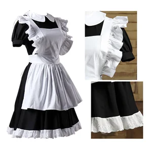 Anime COS Gothic Style Outfit Lolita Cute Classic Black White Uniform Skirt Cosplay Costume Maid Outfits Summer Dress Halloween