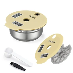 Stainless Steel Reusable Coffee Capsule Pods - Eco-Friendly Refillable Filter (Steel180ML 60ML Lid)