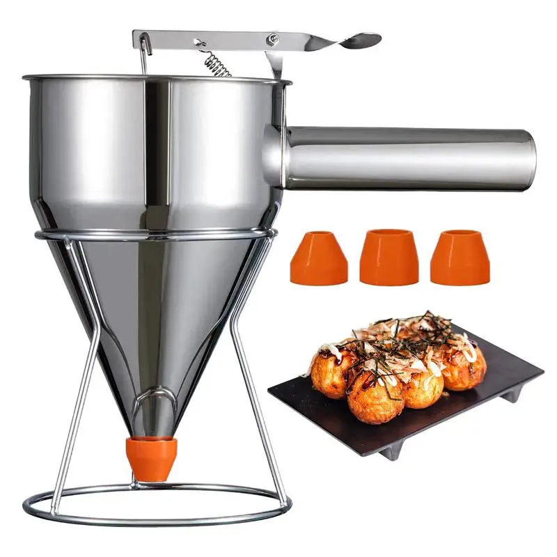 

Cone-shaped Dough Pancake Dispenser Octopus Fish Ball Batter Dispenser Stainless Steel Funnel container Kitchen Baking Tools