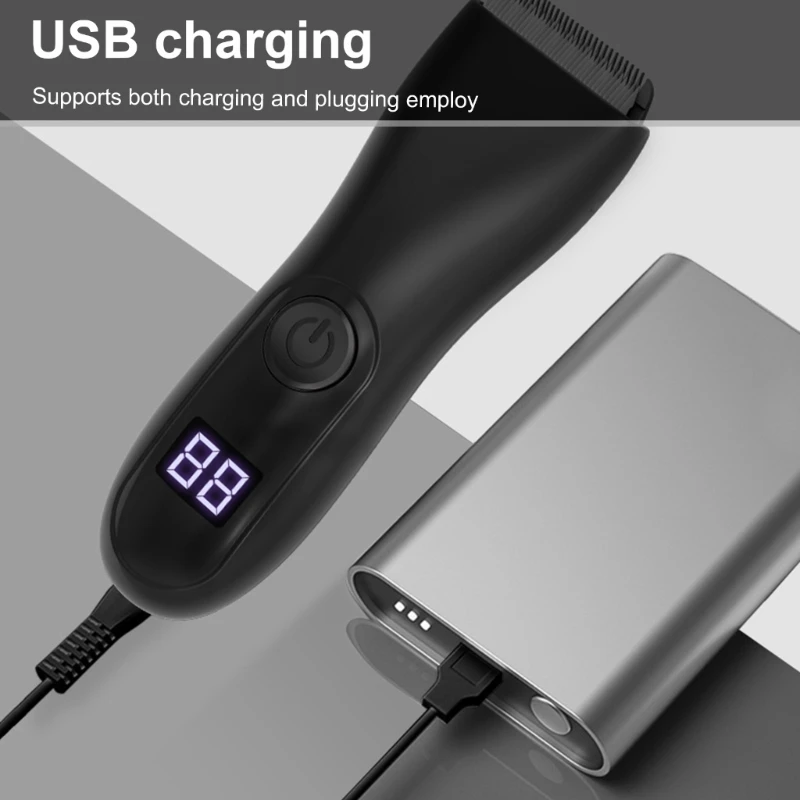 Electric Groin Hair Trimmer for Men Body Groomer & Pubic Waterproof Hair Trimmer