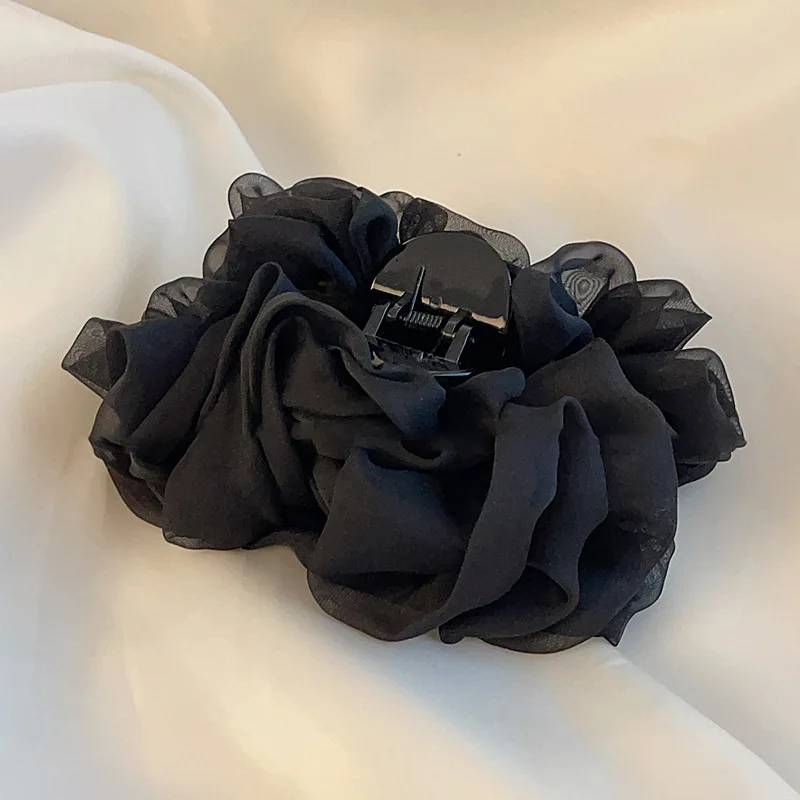 VANIKA Neue Sommer Süße Tüll Großen Bogen Haar Klaue Clips für Frauen Solide farben Elegante floral Pferdeschwanz Clip Kopfschmuck Zubehör – Detail 6