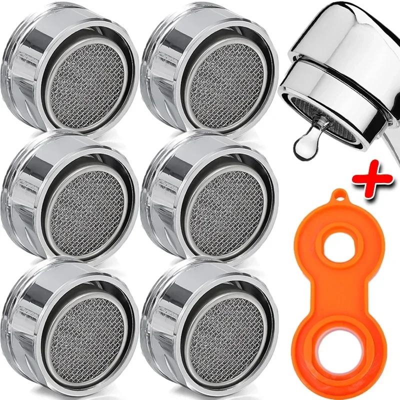 Brass Water Saving Faucet Tap Aerator Thread Bathroom Faucet Bubbler Replaceable Filter Mixed Nozzle 24mm 1/6set faucet aerator faucet water filter faucet filter