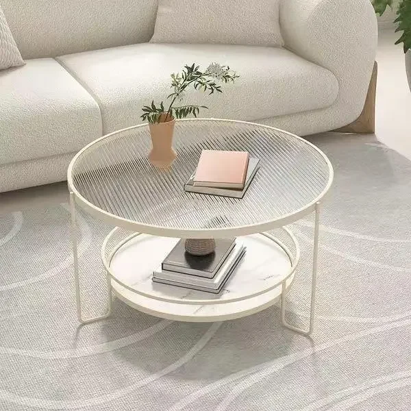 

Simple modern small apartment coffee table living room home ins wind Changhong tempered glass stone slab small table