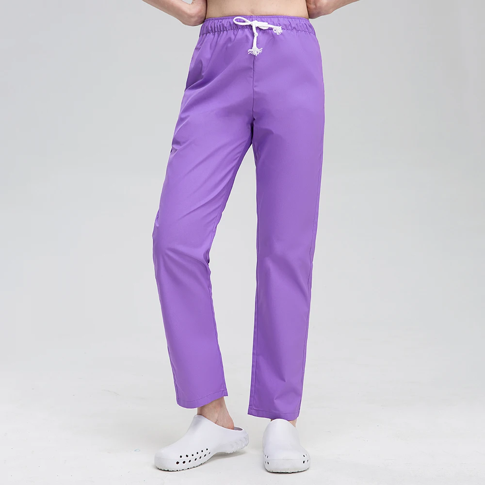 Elastic Waist Pants Nursing Uniform Medical Scrubs Pants Nurse Uniforms Lab Dust-proof Work Bottoms Scrubs Women