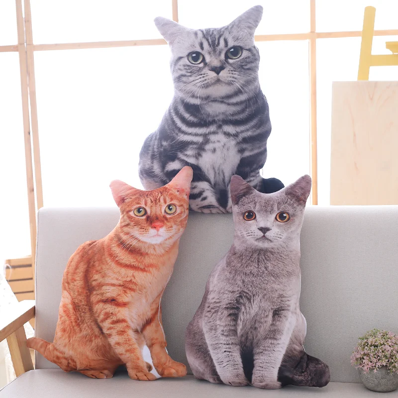 

Simulation Plush Cat Pillow Soft Stuffed Realistic Animal Cushion Sofa Decor Cartoon Plush Toy Children Kid Kawaii Gift