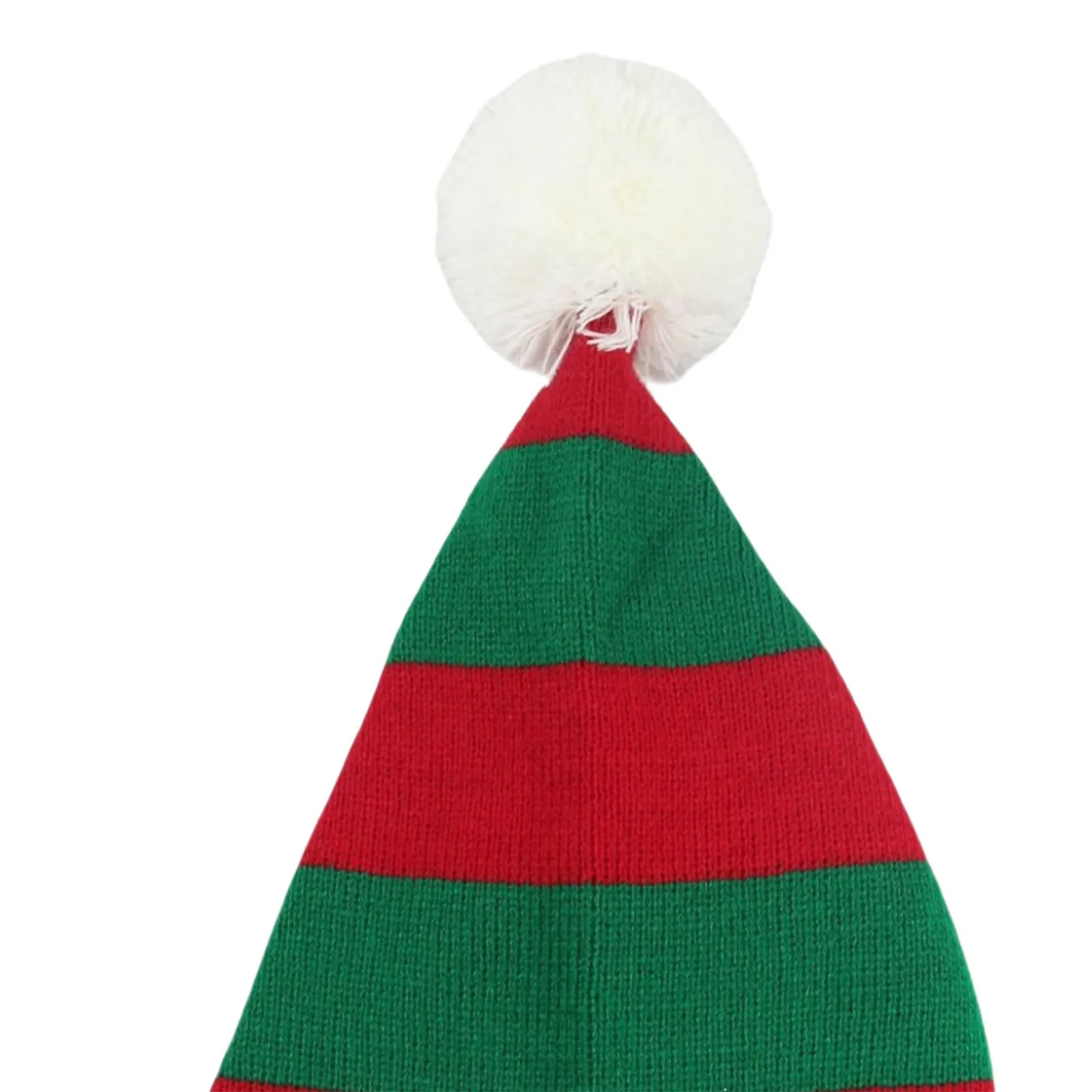 Christmas Elf Santa Beanie - Knitted Red Green Striped Hat