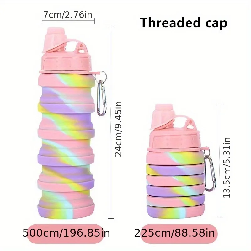 Description Picture 6 of itemSilicone Foldable Water Bottle For Sports, Reusable Leakproof Water Bottle With Carabiner