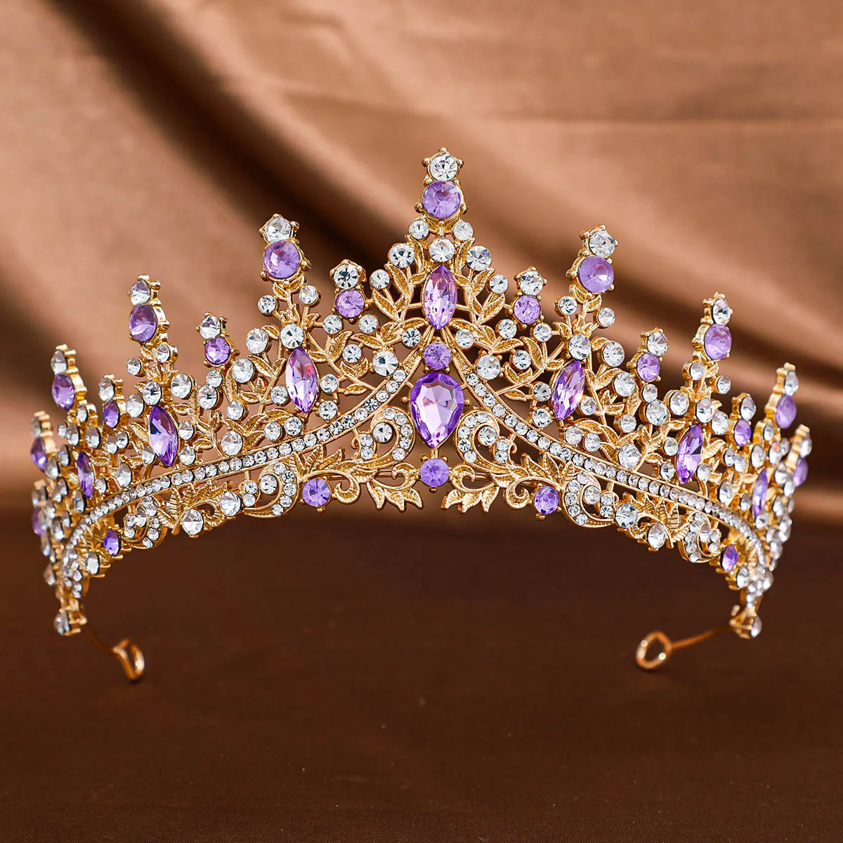 Barocke Kristall-Tiaras und Kronen, Stirnband mit Strass, Diadem-Krone für Abschlussball, Braut-Haarschmuck, Schmuck-Krone, Tiara-Geschenk – Detail 8