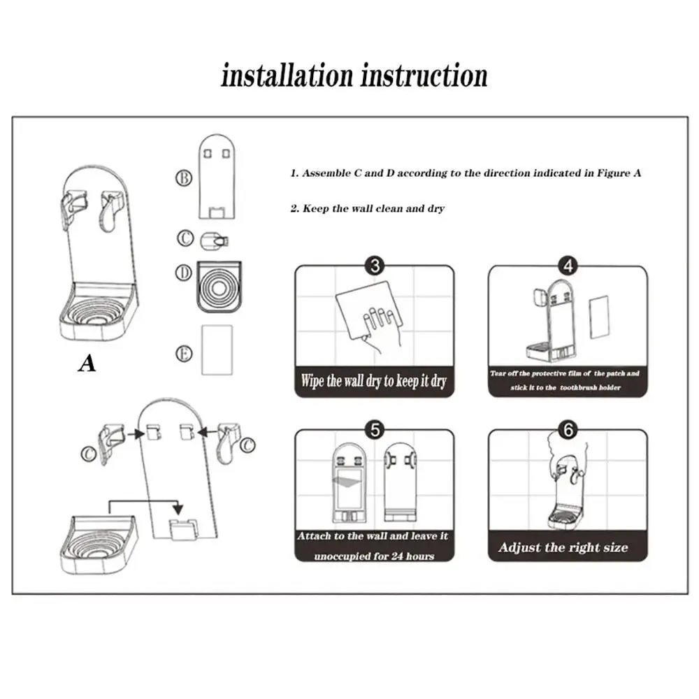Wall Mounted Plastic Shaver Rack Self Adhesive Razor Holder
