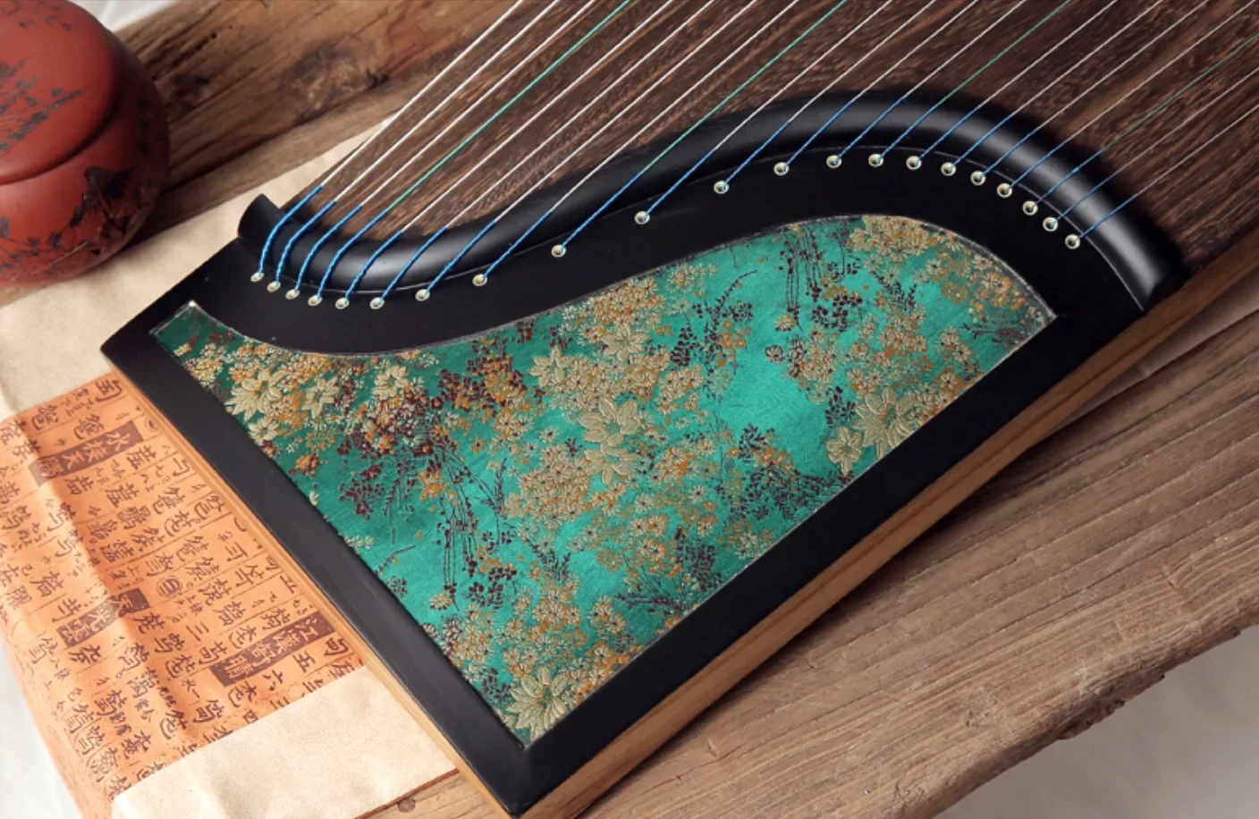Digging zither WaZheng 21 Strings 140cm Embroidery Chinese Guzheng