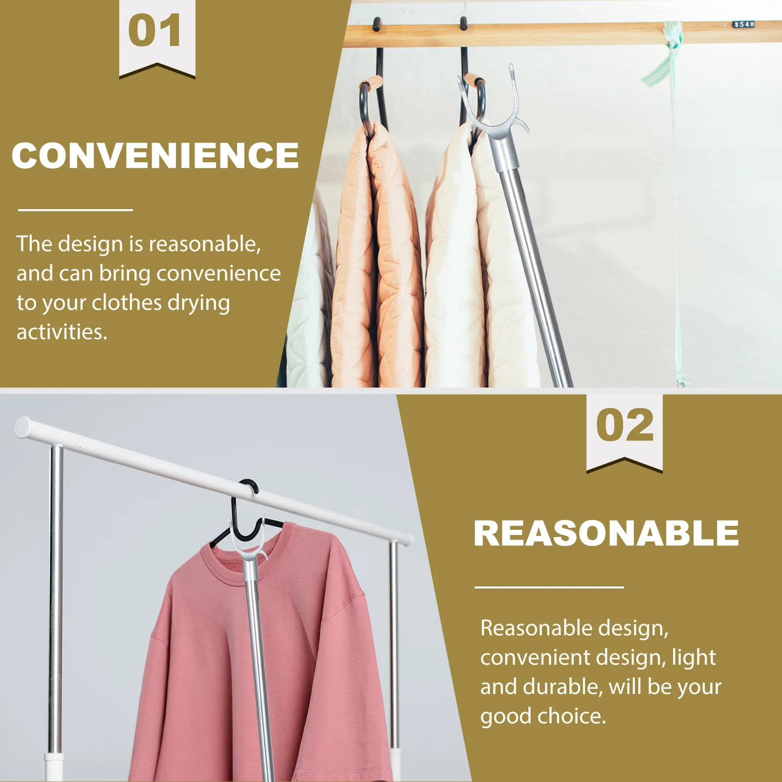 Clothes Reaching Rod Outdoor Clothes Hook Pole Home Clothes Picking Rod 5