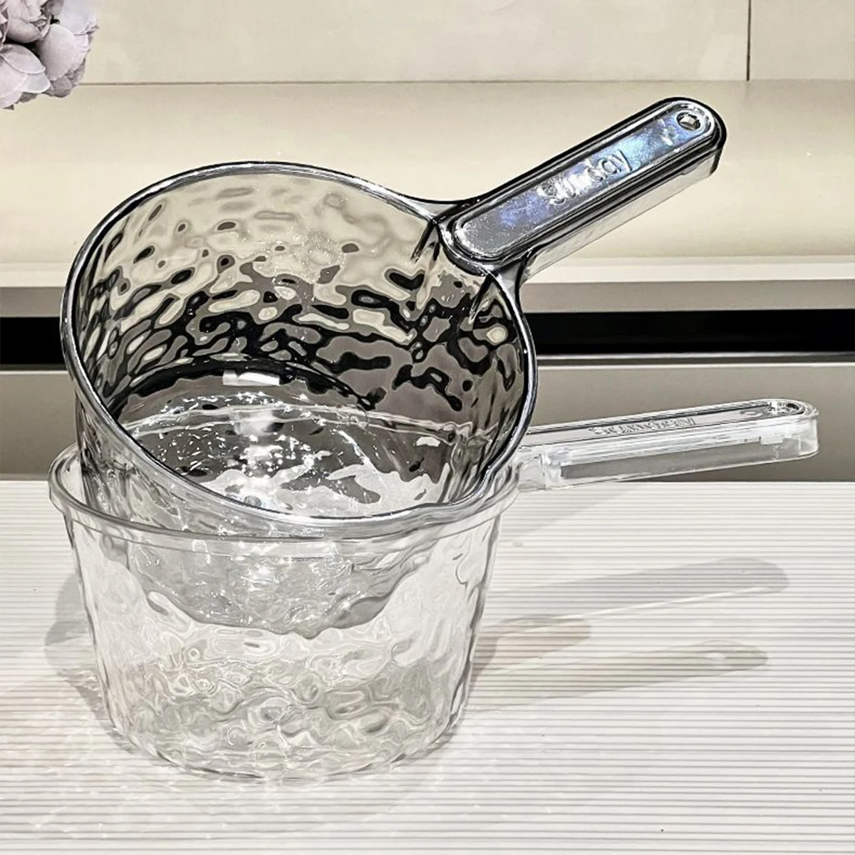 Plastic Spoon Long Handle Deep Bottom Toilet Kitchen Home Garden Washing Water