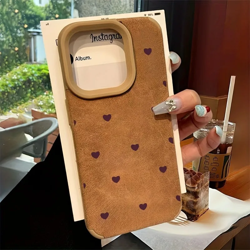 Elegant Heart Suede Fashion Phone Case - Shockproof Matte Bumper Cover