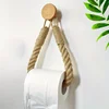 Hemp rope tissue holder, solid wood rope weaving, towel storage rack, creative wall-mounted toilet paper holder 2