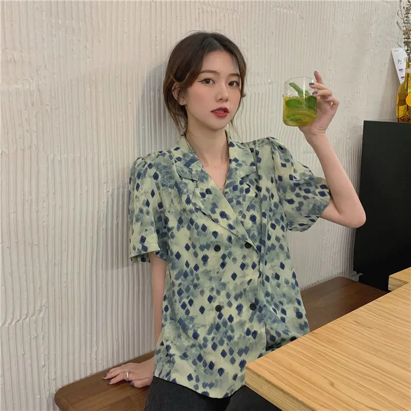 

2022 Women Girl Blouse Summer Button Up Shirt for Women Korean Fashion Tops Floral Clothing Cardigan Vintage Elegant Clothes