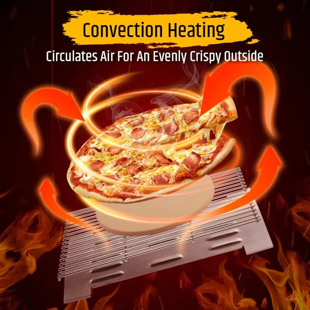 Portable Propane Pizza Oven and Grill with 13in Stone, Thermometer - For Camping, Patio Cooking, BBQ 2