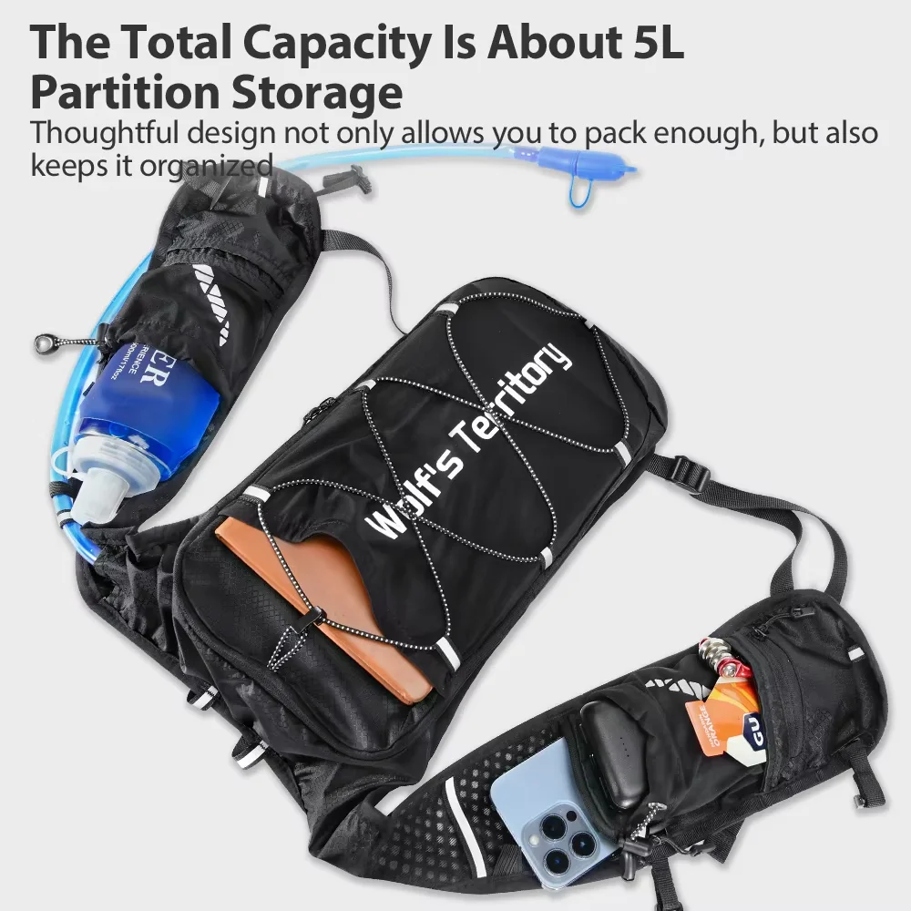 Running Hydration Vest Outdoor Trail Ultralight Backpack Breathable Marathon Running with Water Bottle