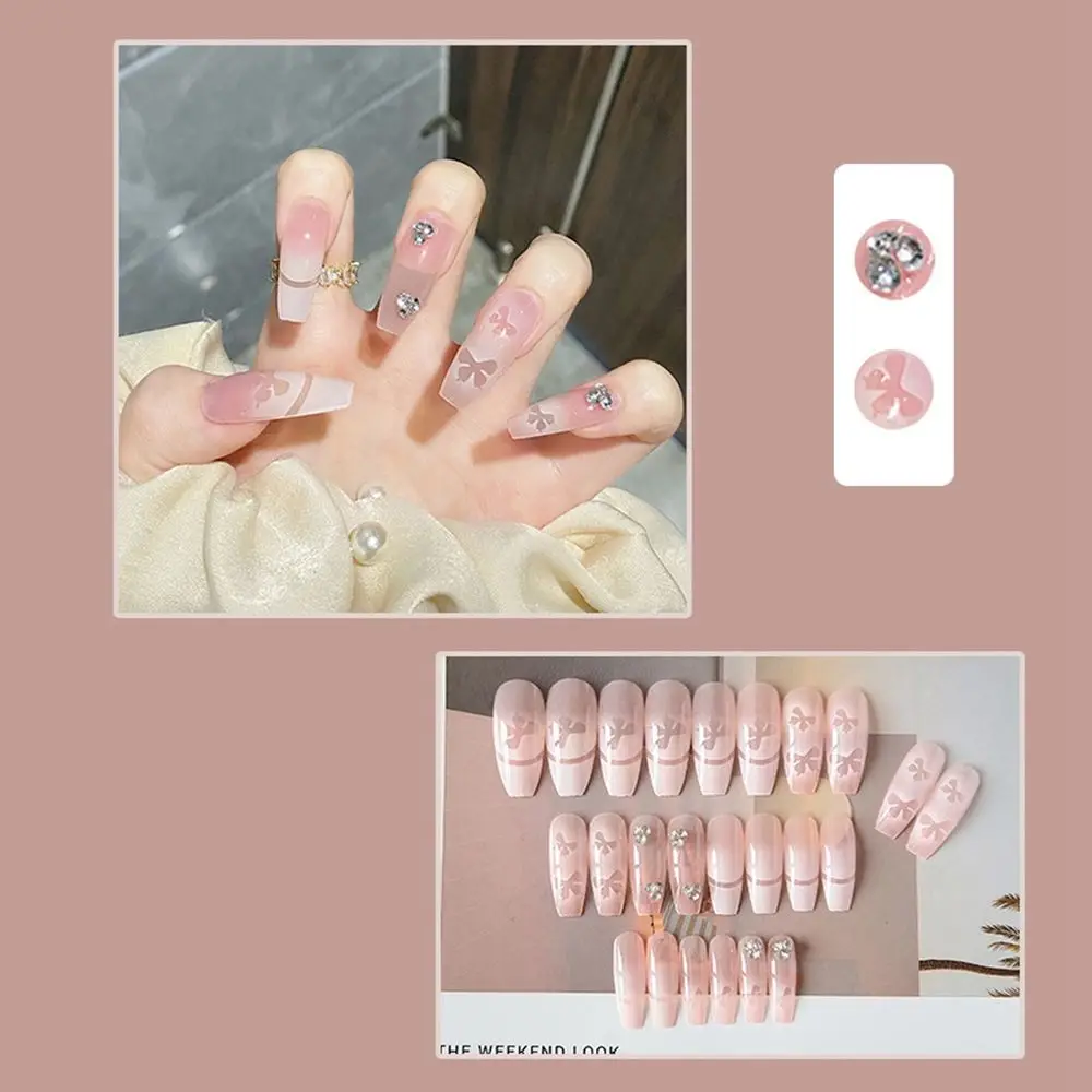 24pcs/box Pink False Nail Tips Press On Nails Detachable French Coffin Fake  Nails With Tai Chi Design Ballerina Manicure Patches - False Nails -  AliExpress