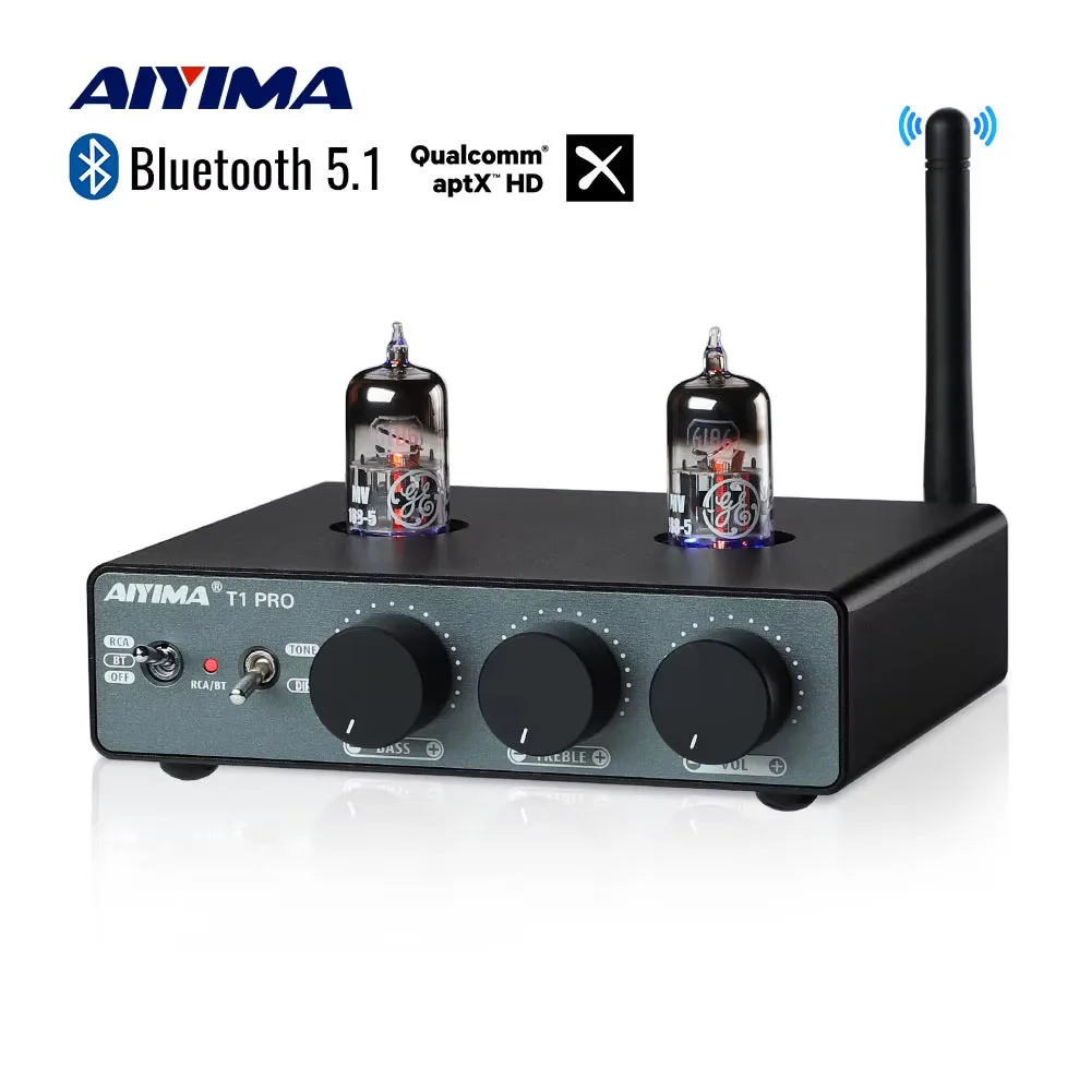AIYIMA T1 PRO Vacuum Tube Preamplifier Amplifiers Home Audio RCA Bluetooth Input Bass Treble Control HiFi Stereo AUX 12V Trigger 1