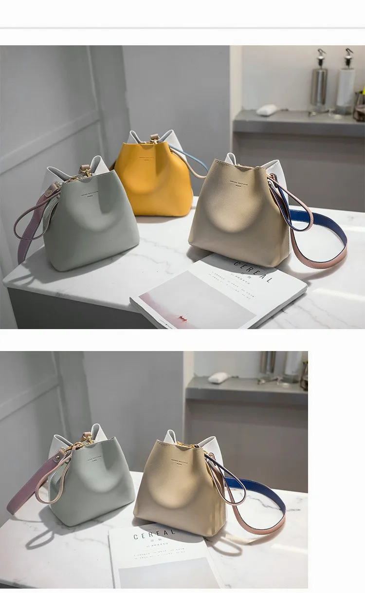 Women Bucket Bag Luxury Shoulder Crossbody Handbag High Quality Large Capacity Solid Color Bags New Fashion Casual Messenger Bag