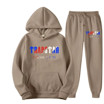 Trapstar Tracksuit Brand Printed Men's Sport 16 Warm Colors Two Pieces Loose Set Hoodie + Pants Jogging Hooded Set 2