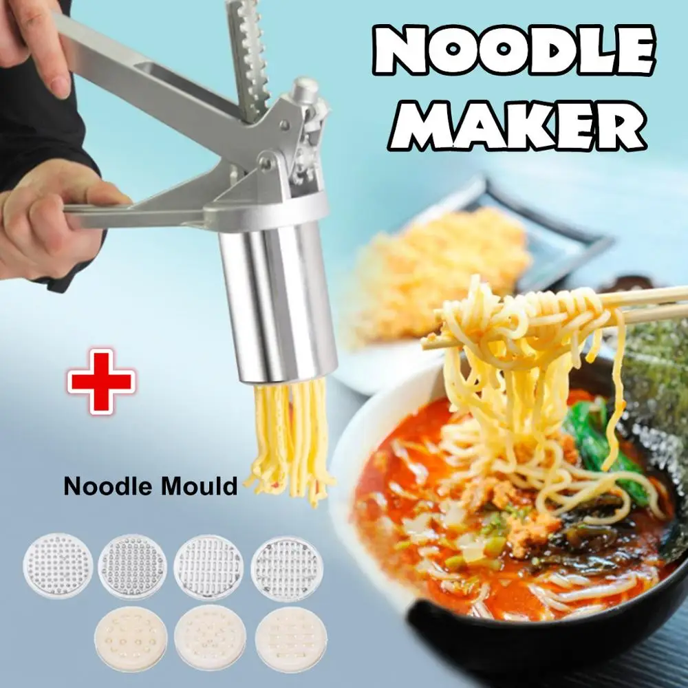 Stainless Steel Manual Noodle Maker Press Pasta Machine Crank Cutter Pasta Cookware With 7 Pressing Noodle Moulds Making