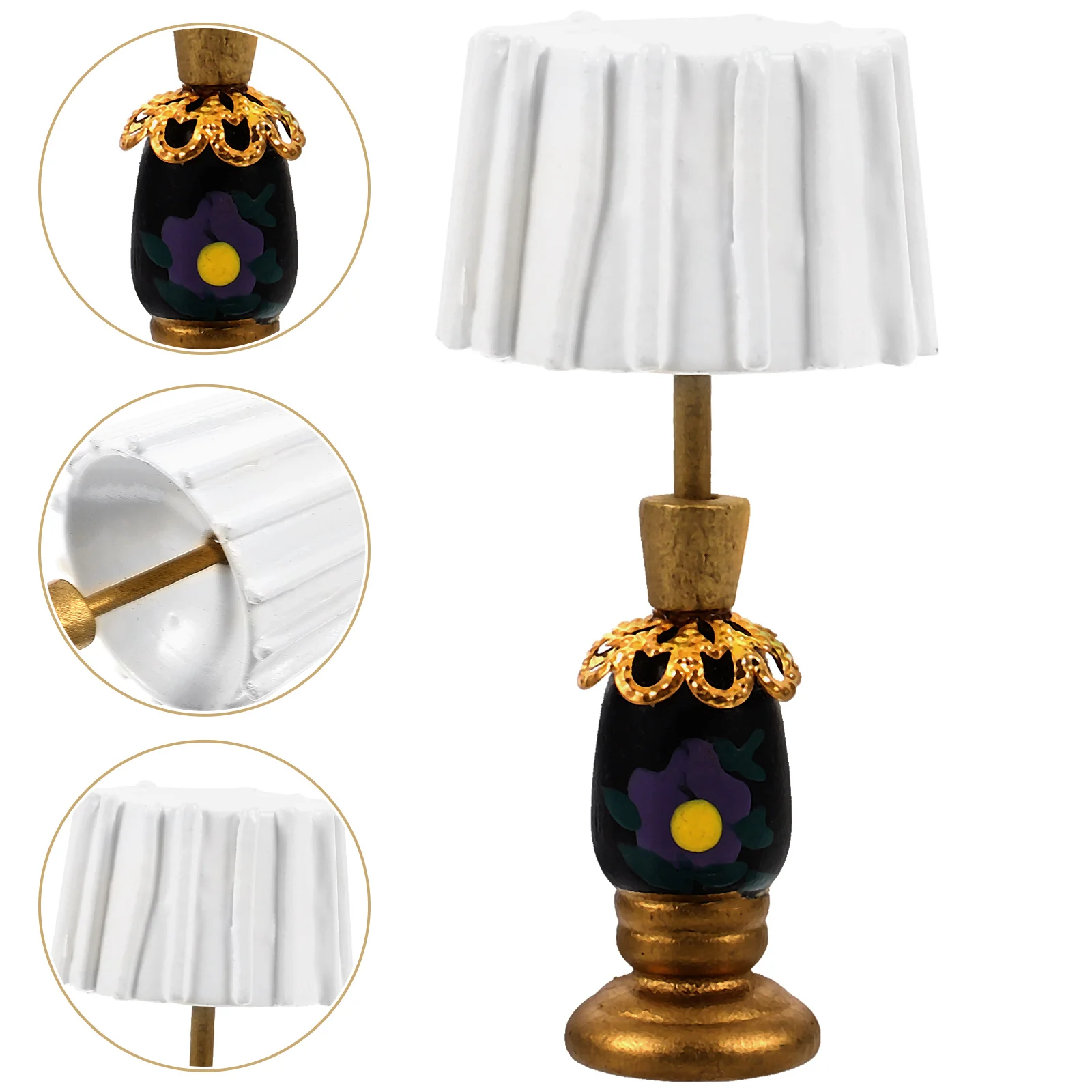 

Dollhouse Table Lamp Miniature Lamps Crafts Wooden Toys Miniatures Ornaments Desk