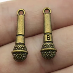 Set of 10 Colorful Zinc Alloy Microphone Charms (Antique Bronze Color)