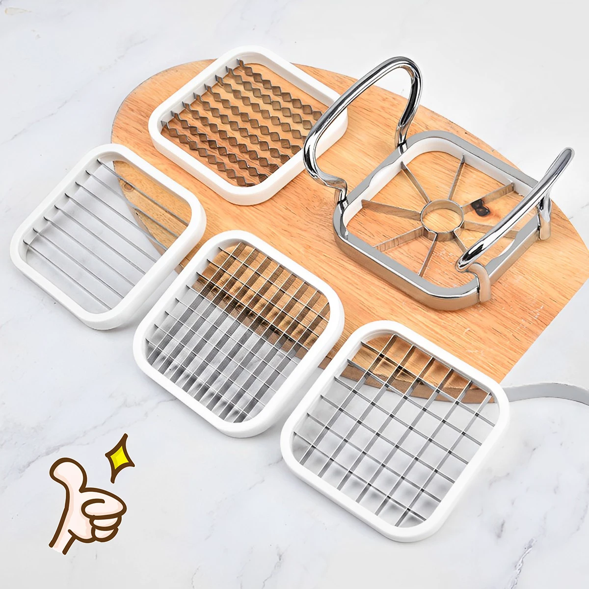 5 in 1 Stainless Steel Fruit Vegetable Slicer with Handle Manual Potato Cutter Labor-Saving Multi-Purpose Fruit Slicer