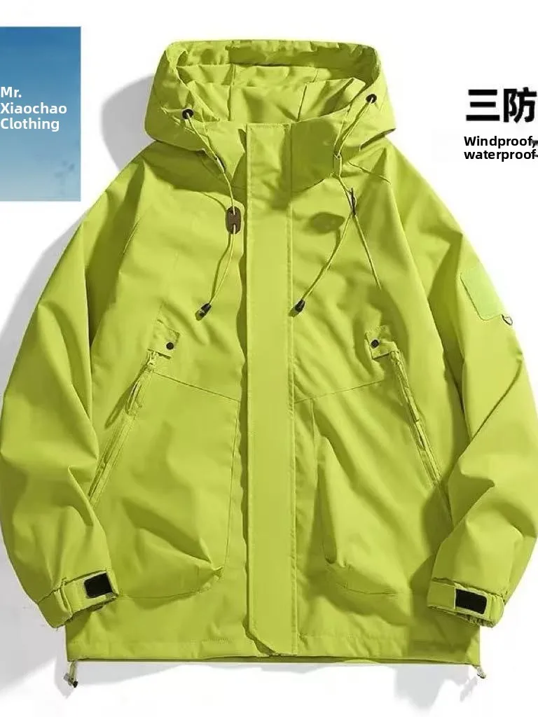 Outdoor Men's Jacket 2025 Spring Autumn New Style Loose Workwear Windproof Waterproof Coat Couple Outerwear Polyester Elastic... - 2