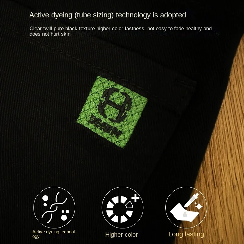 Denim Trousers Men's Black High-End and Fashionable Embroidered Slim Skinny Stretch All-Matching 2024 New Men's Pants