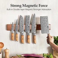 XINZUO 50 cm porte-couteau magnétique puissant couteau magnétique bande à la main noyer solide couteaux en bois support mural bloc 2