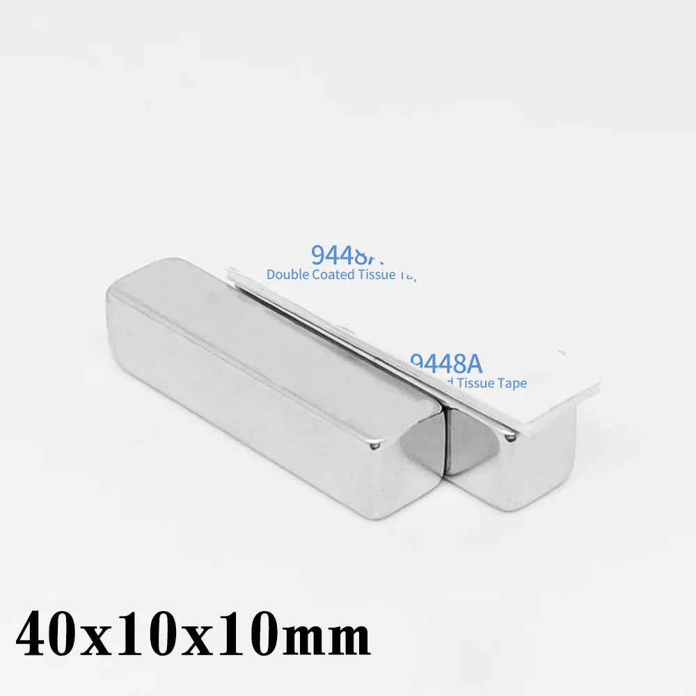 두꺼운 블록 초강력 자석, 3M 테이프 포함, 희토류 네오디뮴 자석, 40x10x10mm, 40x10x10mm