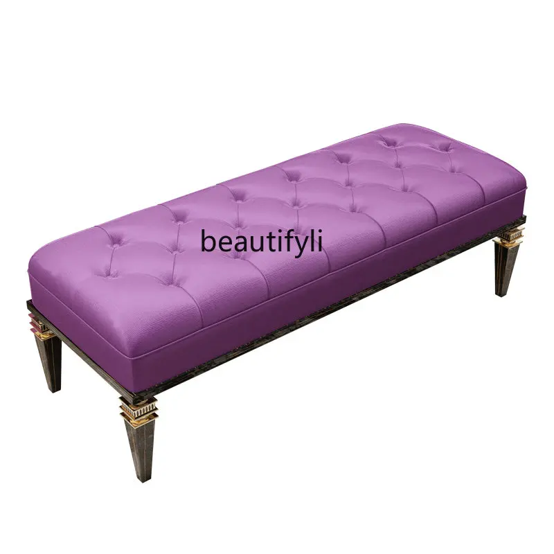 

Italian-Style Light Luxury Bedroom Bed End Stool Shoe Changing Stool Pedal Post-Modern Simple Rectangular Bed Stool