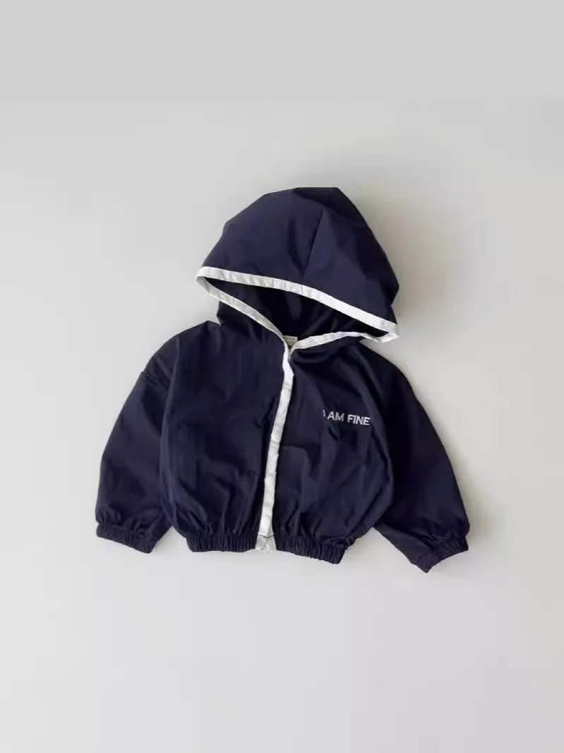 Summer Baby Hooded Cardigan Toddler Long Sleeve Sunscreen Jacket Boys Girls Breathable Letter Coat Kids Sunscreen Clothing