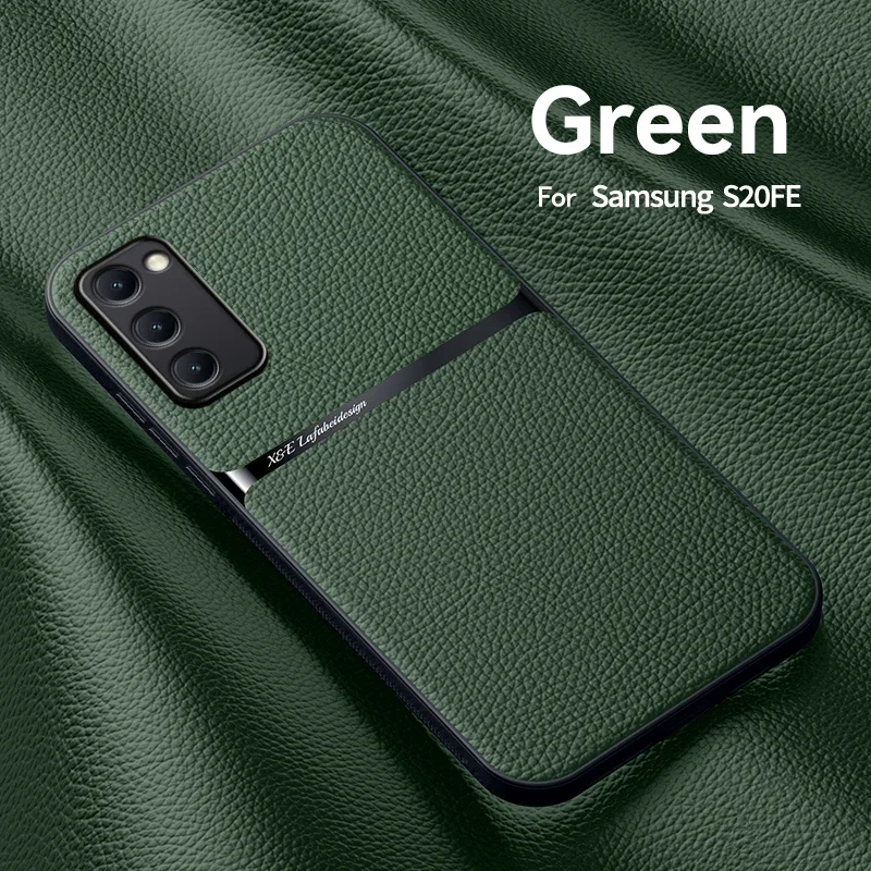 Leather Phone Case with Built-in Metal Plate for Magnetic Car Mount Holders