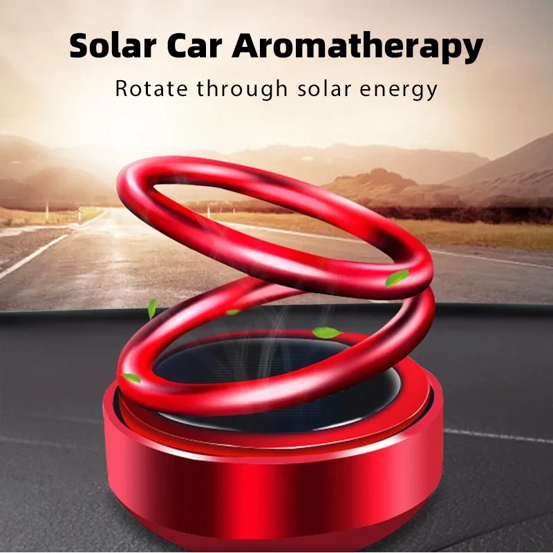 Solar Power Double Ring Rotating Air Freshener Interior Car Aroma Decoration