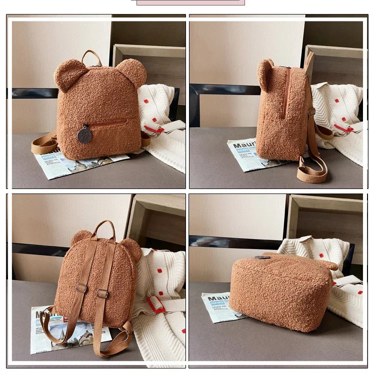PERSONALISED Teddy Bear Kids Fleece Embroidered Backpack, Initial or First Name school bag, Teddy Bear Ear Bag, Initial Name Bag