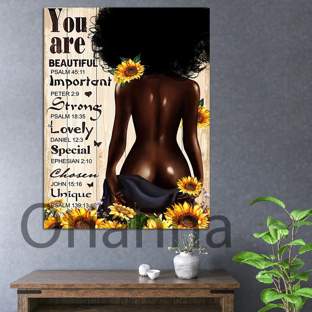 

You Are Black Women Canvas Art Afro Women Poster Black Woman Pride Hd Wall Art African American Print Black Girl Sunflower Decor