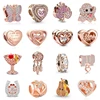 New Rose Gold Flower Spring 2024 Family Tree Charm Fit Original 925 Sterling Silver Bracelet Beads DIY Women Jewelry Gift Making 4