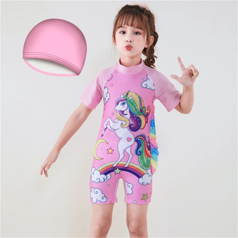 Bambini Cartoon Unicorn costume intero bambini protezione solare costume da  bagno costume da bagno costumi da bagno neonata Surf Rashguard Summer Beach  Wear - AliExpress