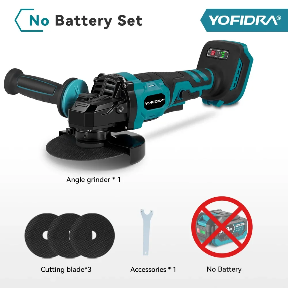 thumbnail image 1 of Amoladora angular sin escobillas YOFIDRA M14 de 125 mm y 3 velocidades, herramienta de corte para carpintería inalámbrica para batería Makita de 18 V, 1 of 5