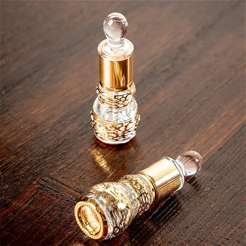 중동 12ml 금도금 롤러 병, 조롱박 모양 유리 향수 오일 용기, 리필 가능한 여행용