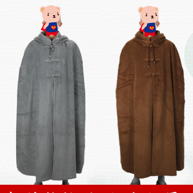 Zen Meditation Clothing Lay Buddhist Monk Robes Chinese Cloak Men Hooded Meditation Cushion Women Shaolin Monk Costume Unisex