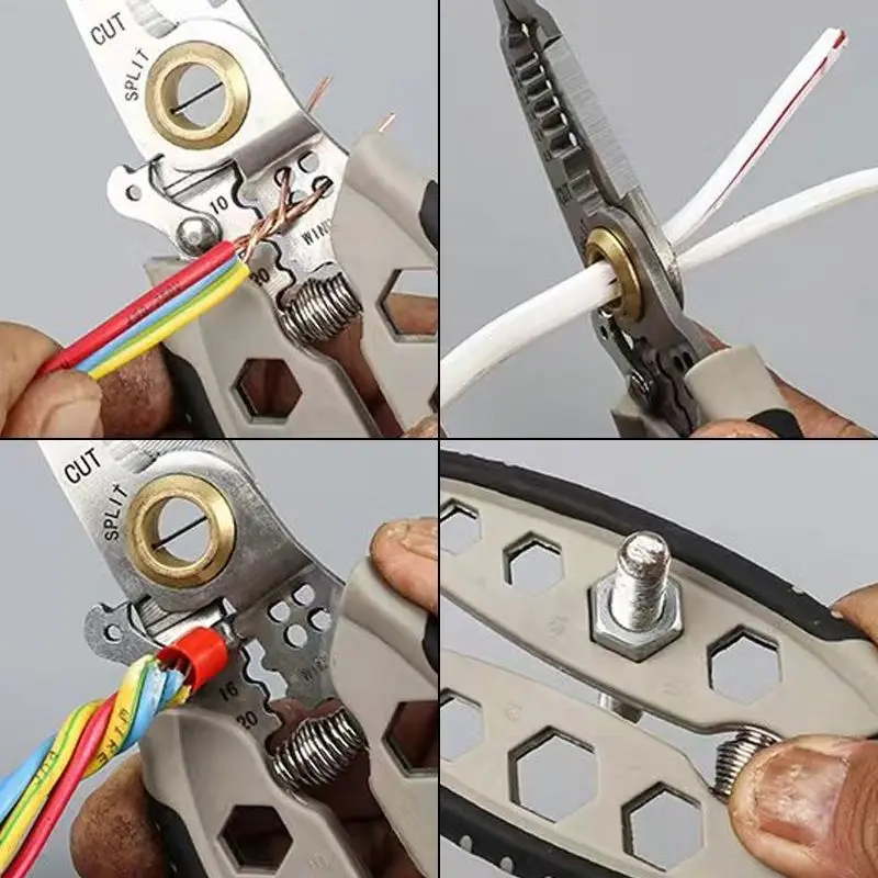 7-inch Multifunctional Wire Stripping Pliers Electrician Special Tools For Wire Cutting Pulling Pressing Winding Screwing
